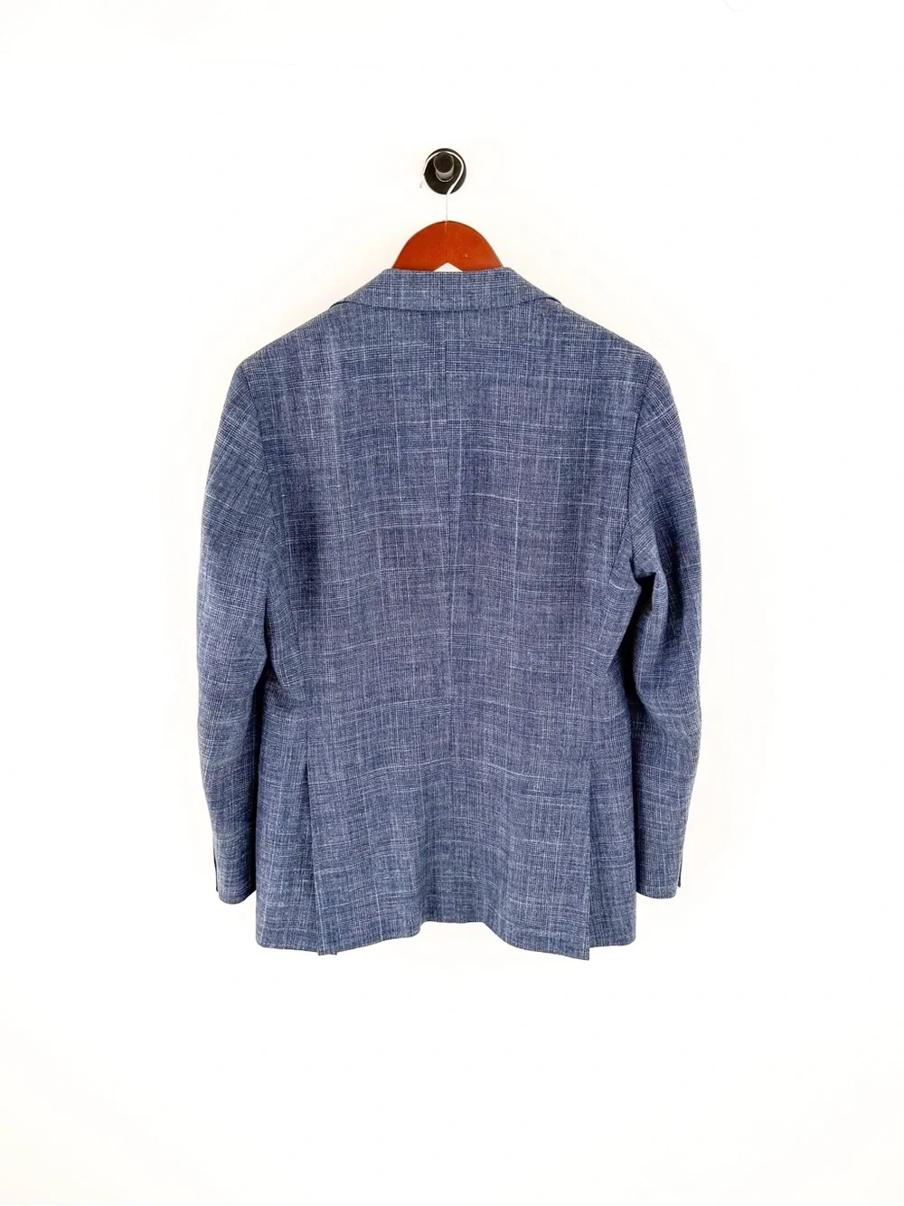 Suitsupply Hudson E. Thomas Wool Silk Linen Suit Blue Plaid Textured Weave 38R